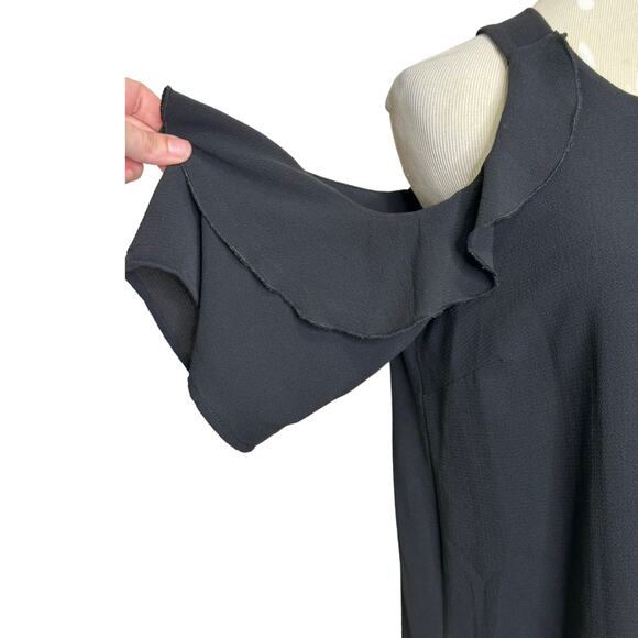 Charlotte Russe black cold shoulder ruffle sleeves blouse size small - Picture 8 of 11